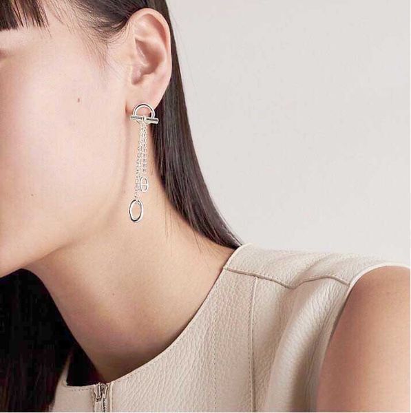 

s925 silver luxury quality charm drop earring in platinum for women wedding jewelry gift have stamp box ps7386, Golden