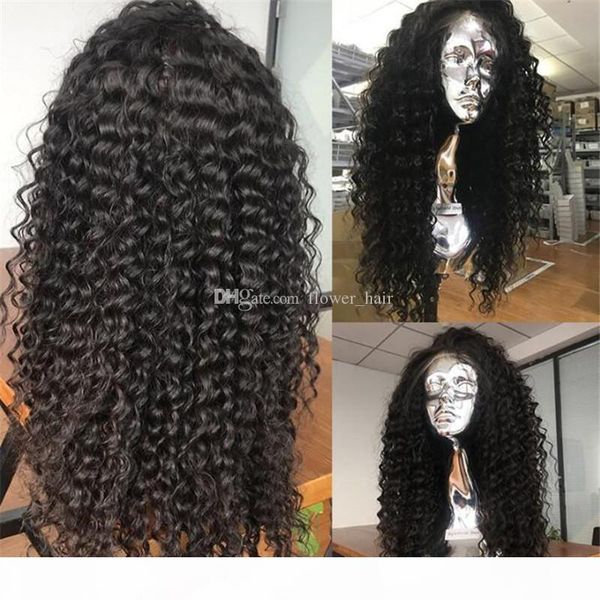 

high density lace front human hair wigs with baby hair afro kinky curly brazilian human hair full lace wigs for black women, Black;brown