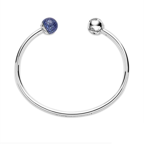 

2021 new s925 winter christmas star and moon opening diy bracelet zircon chain blue crown car earth wide bracelet jewelry, Black