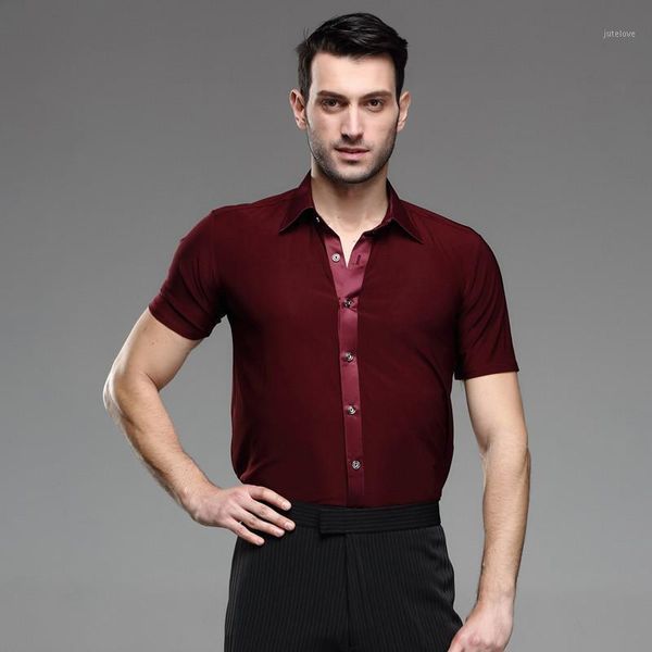 

black latin dance shirts for male long sleeve white burgundy cotton clothes chacha men ballroom practice 70371, Black;red
