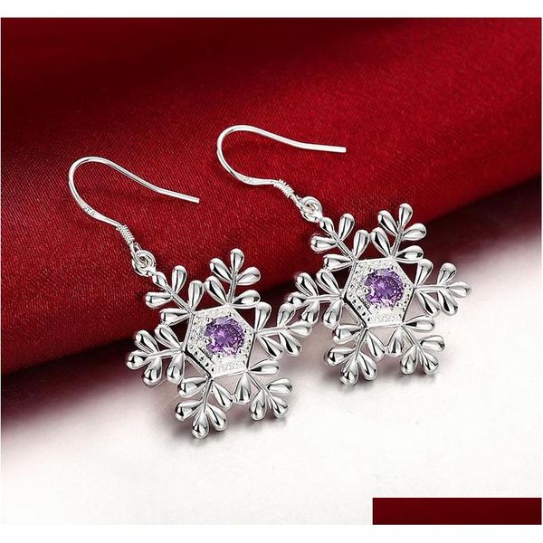 

latest trendy noble amethyst snowflake dangler earrings for women engagement plate 925 sterling silver earings eard sqcevd beauty888
