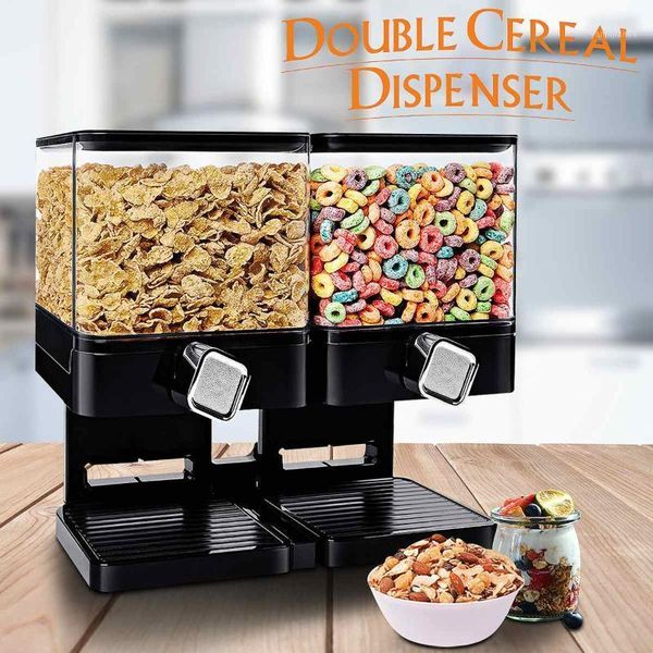 

35oz multifunctional double dry cereal dispenser container larder home kitchen machine grains of various kitchen supplies1