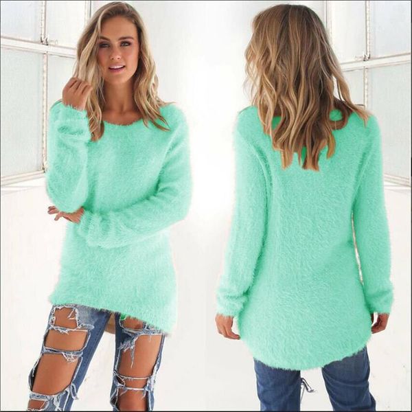 

2019 autumn winter casual knitted ladies sweater long sleeve o neck women plush sweaters plue size 3xl pullovers sweater, White;black