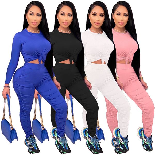 

womens designer tracksuits fashion long sleeve long stacked pants womens 2pcs sets casual solid color females clothing, Gray