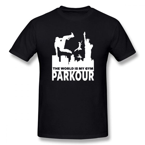 

sport parkour unning the world gym t-shirt fashion funny short sleeves t shirts causal o-neck tees hip hop oversized