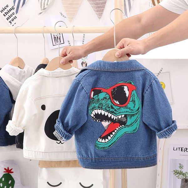 

toddler kids denim jacket baby boy long sleeve fashionable cartoon coat autumn baby girls jeans baby outerwear clothing lj20117, Blue;gray
