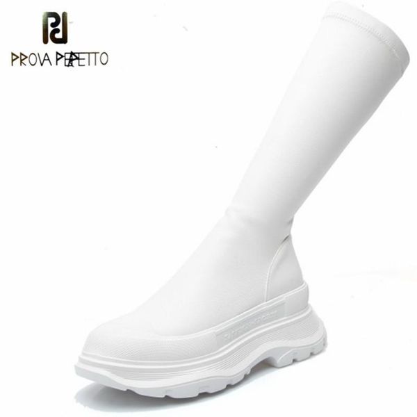 

prova perfetto novelty pure white botas de mujer thick bottom solid color colour mixture and height increasing tenis feminino, Black