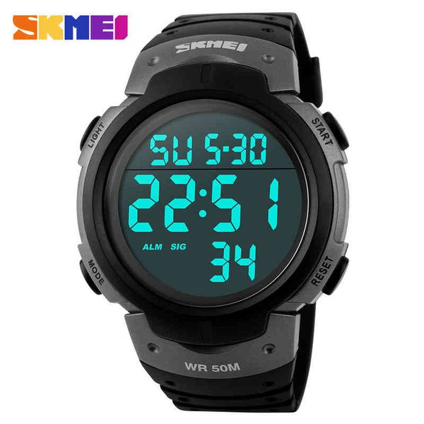 

skmei luxury brand outdoor sports watches men waterproof digital led military watch casual electronics wristwatches, Silver