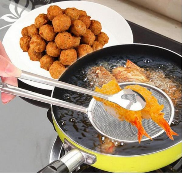 

food clip drain oil fried mesh strainer kitchen cooking colander drainer utensil tong bbq buffet oil-frying kit bbyhau