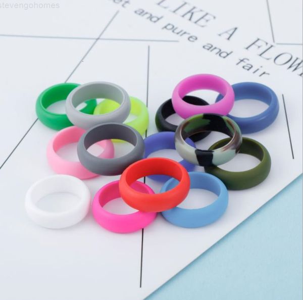 

rubber mix color silicone flexible hypoallergenic wedding outdoor sports band ring colorful ing, Silver
