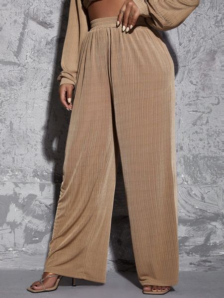

elastic waist wide leg pants t7j4#, Black;white