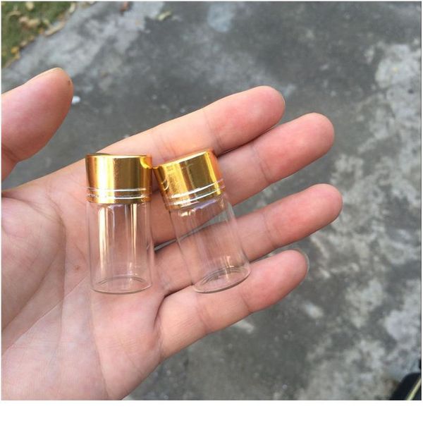

50pcs 7ml glass bottles aluminium screw golden cap empty transparent clear liquid gift container wishing bott bbyuko