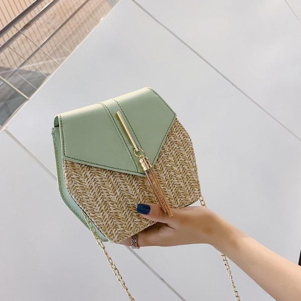 

женщины holiday beach fashion одно плечо съемные планки magnetic closure солома сумка лето handwoven rattan шестигранной магазины