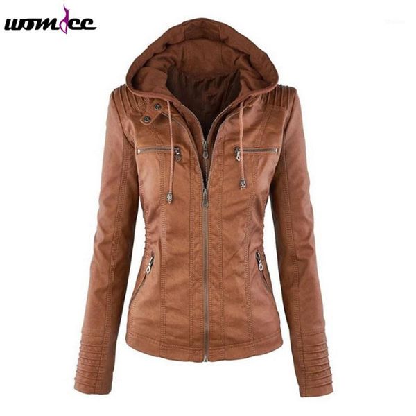 Jaquetas femininas Atacado - Casaco de Jaqueta Bomber Mulheres 2021 Inverno Faux Leather Manga Completa Feminina Removível Coleira Básica Básica Espessa CoA