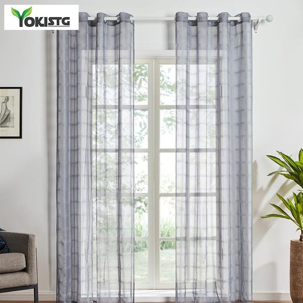 

yokistg soild sheer curtains for living room bedroom kitchen door cafe voile grid tulle window treatment curtains plain wmthgy
