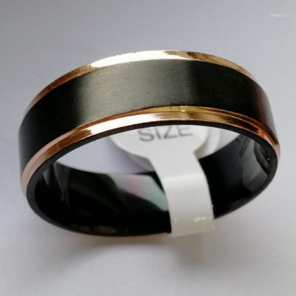 

fashion 8mm carbide ring rose gold black brushed wedding band gift for men1, Golden;silver