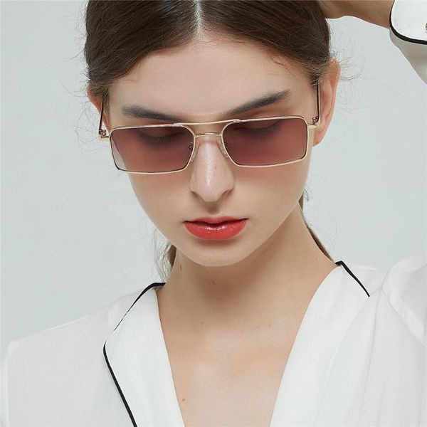 

sunglasses 2021 square double beam small metal frame women, White;black