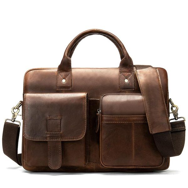 

briefcases men's briefcase bag 100% genuine leather lapoffice bags for men business porte document handbag