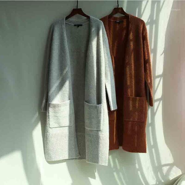 

women sweater 2019 winter mohair sweater jacket cardigan long loose padded1, White