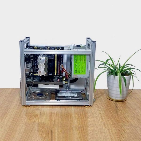 

silver bench case bench computer case for matx micro atx aluminum diy bare frame support graphics card motherboard pc