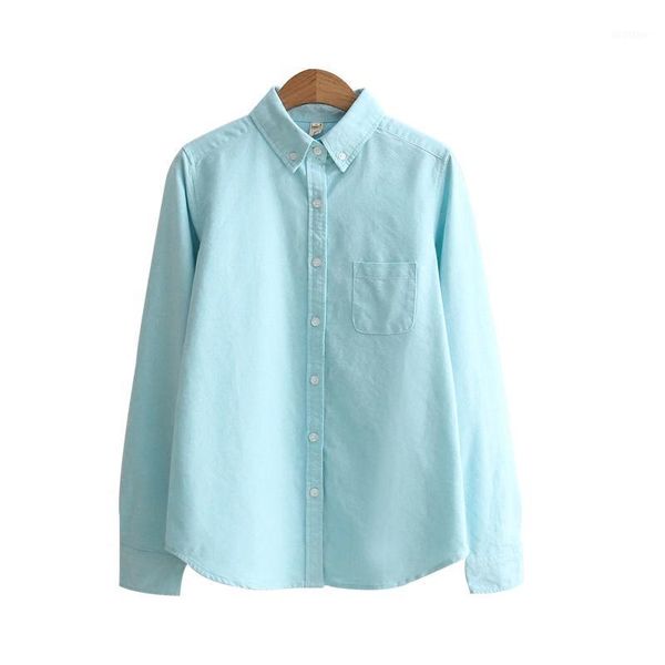 

spring autumn women long sleeve work shirt office cotton oxford blouse1, White