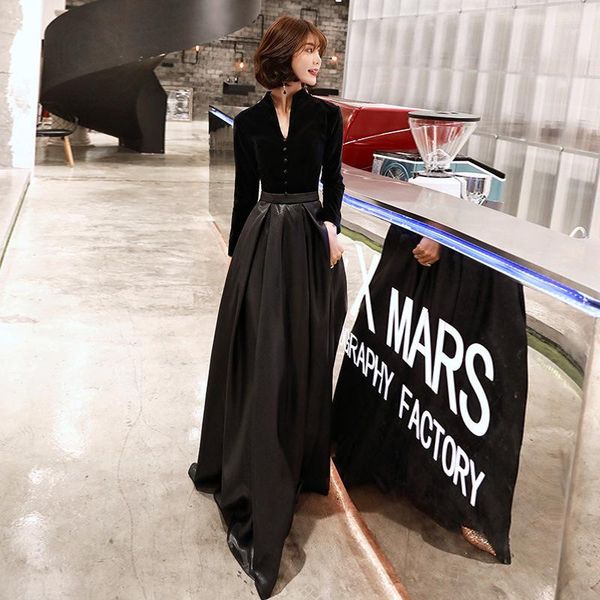 

v-neck satin+velour chinese oriental wedding female cheongsam vintage evening dress elegant celebrity banquet dresses1, Red