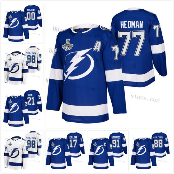 

2020-21 stanley cup champions steven stamkos johnson point kucherov hedman mcdonagh vasilevskiy tampa bay lightning jersey custom stitched, Black;red