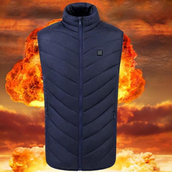

outdoor t-shirts 8 areas heated vest jacket usb men winter electrical sleevless fishing hunting waistcoat hiking, Gray;blue