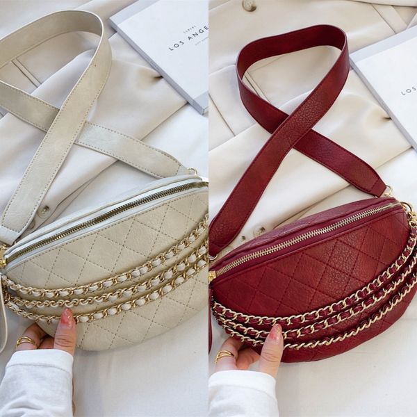 

kihbx chest shoulder running pouch rhombic waist running chain small women texture new 2020 net red shoulder bag popular summer messenger ba