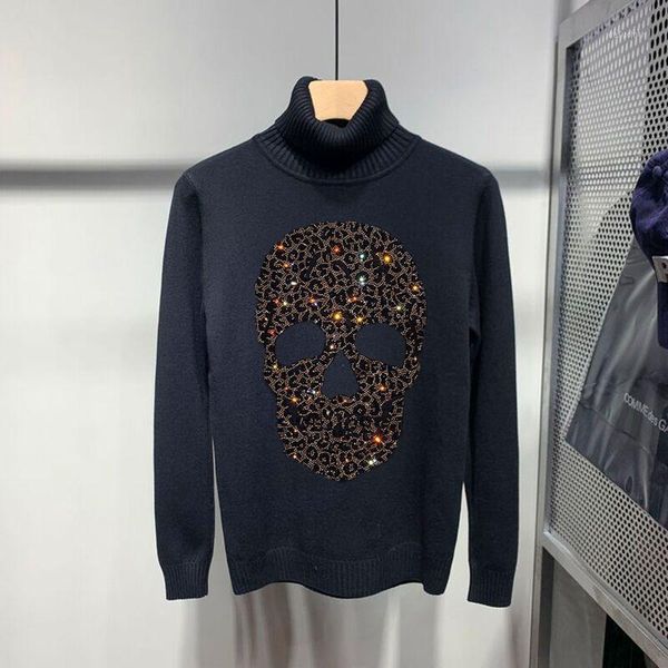 

loose fabric new european turtleneck sweater men's pullover fashion sweatshirt soft bottoming1, White;black