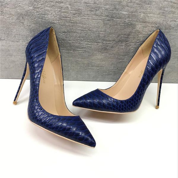 

dress shoes high heels fashion party women's brand blue snake fine with pointed 12cm thin super (8cm-up) buckle1, Black