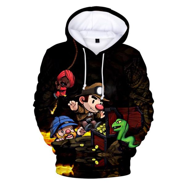 

men's hoodies & sweatshirts spelunky 2 hoodie 3d tracksuit teenager sweatshirt streetwear harajuku anime boys/girls outwear, Black