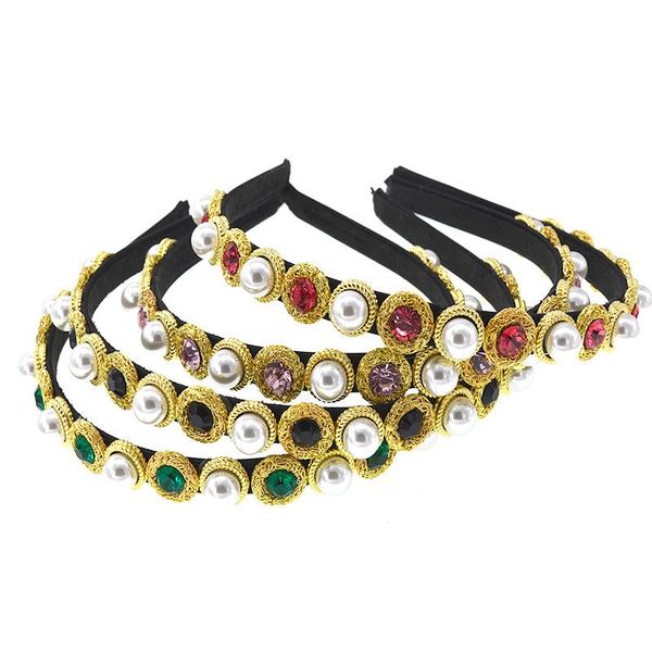 

vintage full jewelry embellished headband women banquet prom crown hair hoop colored alloy imitation diamond headpiece girls