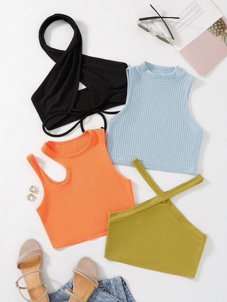 

4pcs rib-knit g5zi#, White