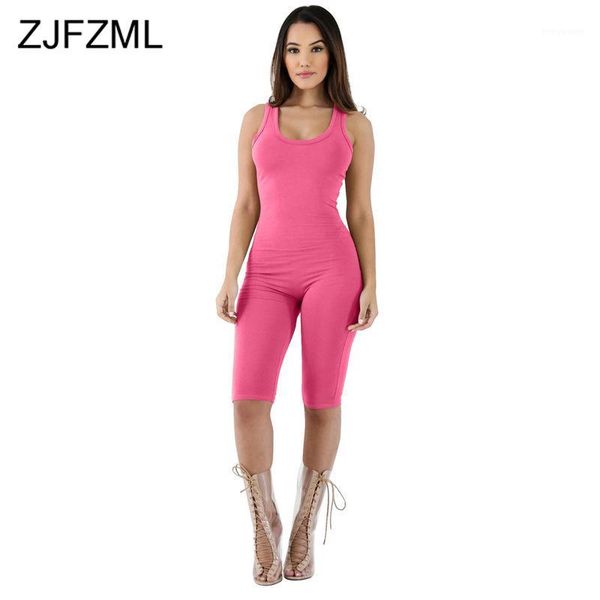 

neon solid sleeveless playsuit women backless bodycon short jumpsuits elegant ladies fitness bandage one piece overalls1, Black;white