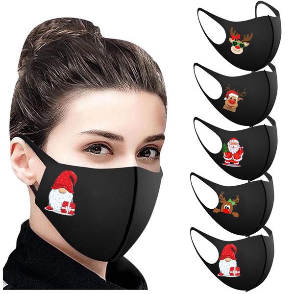 

seamless new black cute christmas 5pcs 3d mask printed face shield for women men washable protective windproof safe mascarillas