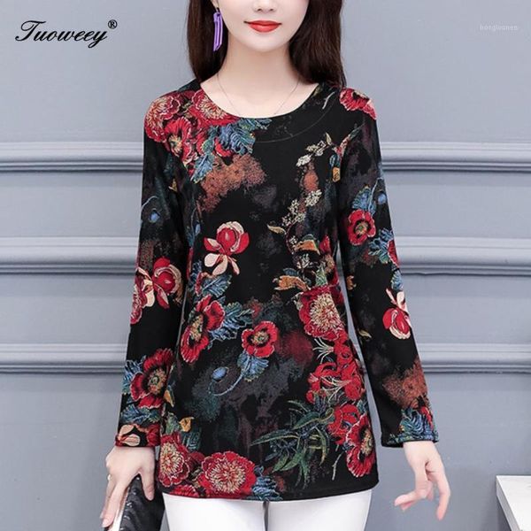 

5xl plus size women long sleeve women's spring blouses 2020 print women floral femme womens and blouses1, White