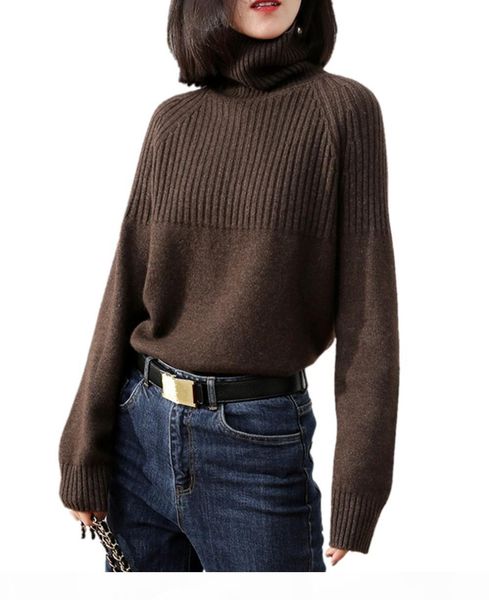 

tailor sheep cashmere sweater women long-sleeved thickening pullover loose oversize turtleneck sweater female warm wool cx200810, White;black