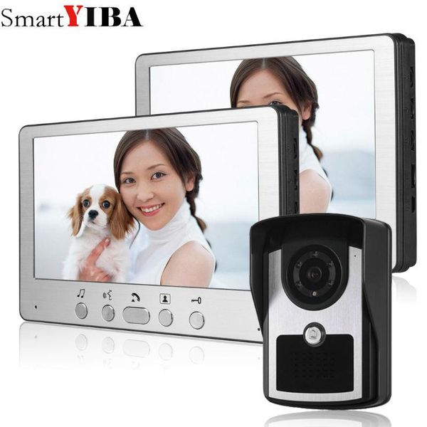 

video door phones smartyiba intercoms 7 inch wired doorbell phone intercom entry system night vision 1-camera 2-monitor