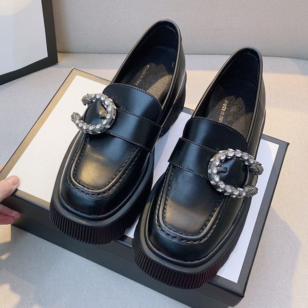 

italy platform heels shoes women double g swarovski rhinestone snake loafers sneakers mary janes shoe vintage casual luxurys designers shoes, Black