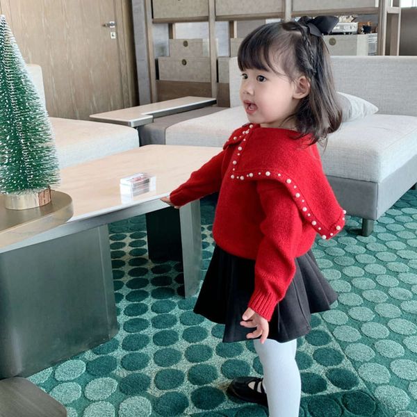 

knitted pullover children's girls' beaded sweater 12jf, Blue