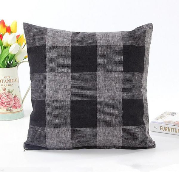 

classic large lattice pillowcase natural linen decorative pillow case living room bed office cushion cover 45*45cm epack 4 nu1lh