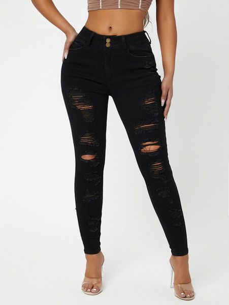 

sxy washed ripped skinny jeans 57oq#, Blue