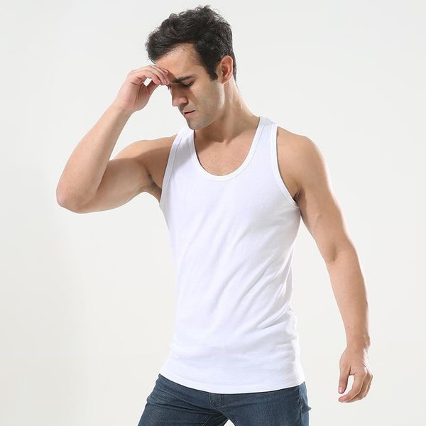 

new men tank 100% pure cotton undershirt bodybuilding singlet fitness sleeveless vest men black whitetank 1, White;black