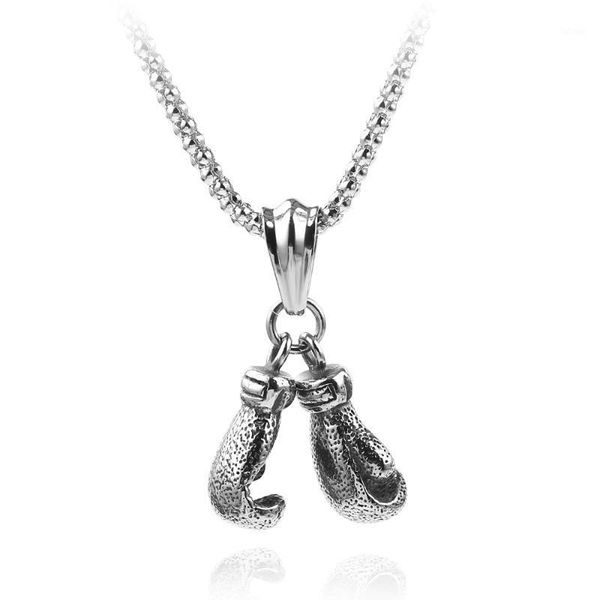 

boxing gloves necklace hiphop jewelry pendant chain pair boxing glove pendant charm fashion sport fitness jewelry wholeslae1, Silver