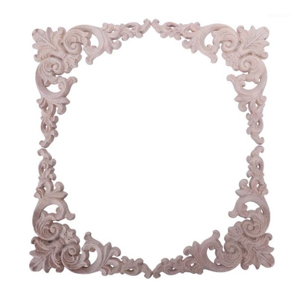 

decorative objects & figurines 4pcs rubber wood oak carved corner onlay applique furniture home door decor diy1