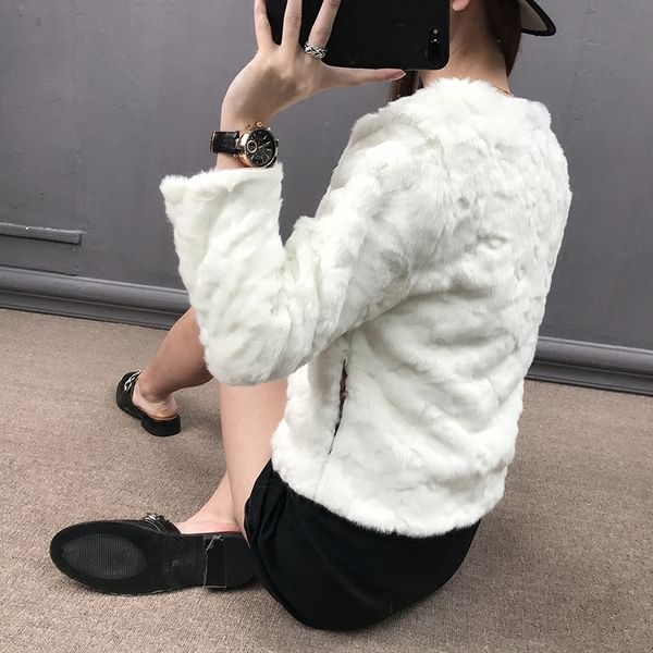 

2021 new fake imitation jacket short white jackets female winter coat chaquette mujer kj407 3crj, Black