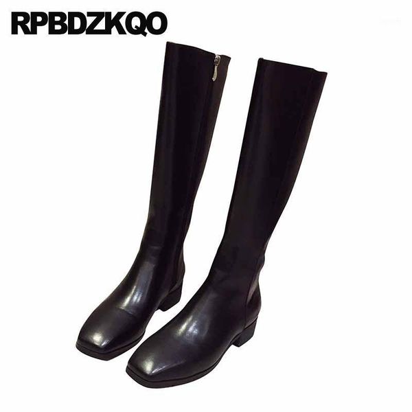 

shoes chunky brown fashion fur thick 2020 black tall block long square toe riding waterproof winter boots women ladies knee high1