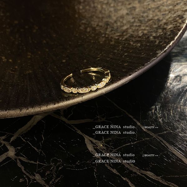 

simple and personalized zircon adjustable high color retention open index finger ring, Silver