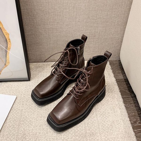 

winter boots lady shoes round toe mid-calf booties women low heels booties luxury designer boots-women 2020 lolita short, Black